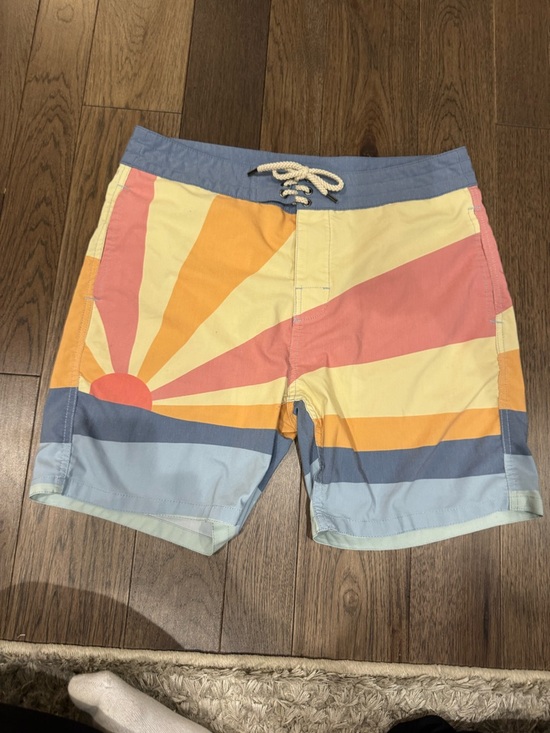 Faherty Other - Faherty Pastel Sunrise Board Shorts in Yellow, Pink & Blue
